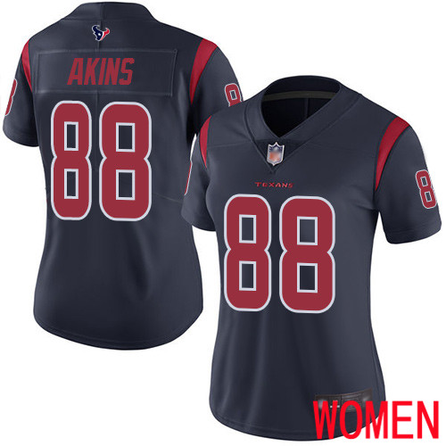 Houston Texans Limited Navy Blue Women Jordan Akins Jersey NFL Football #88 Rush Vapor Untouchable